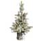 2ft. Pre-Lit Flocked Artificial Christmas Tree in Decorative Birch Bark Planter, LED Lights